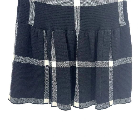 Alice + Olivia Kimbra Skirt Check Plaid Knit Sweater Drop Waist Black Size Small - Picture 5 of 12